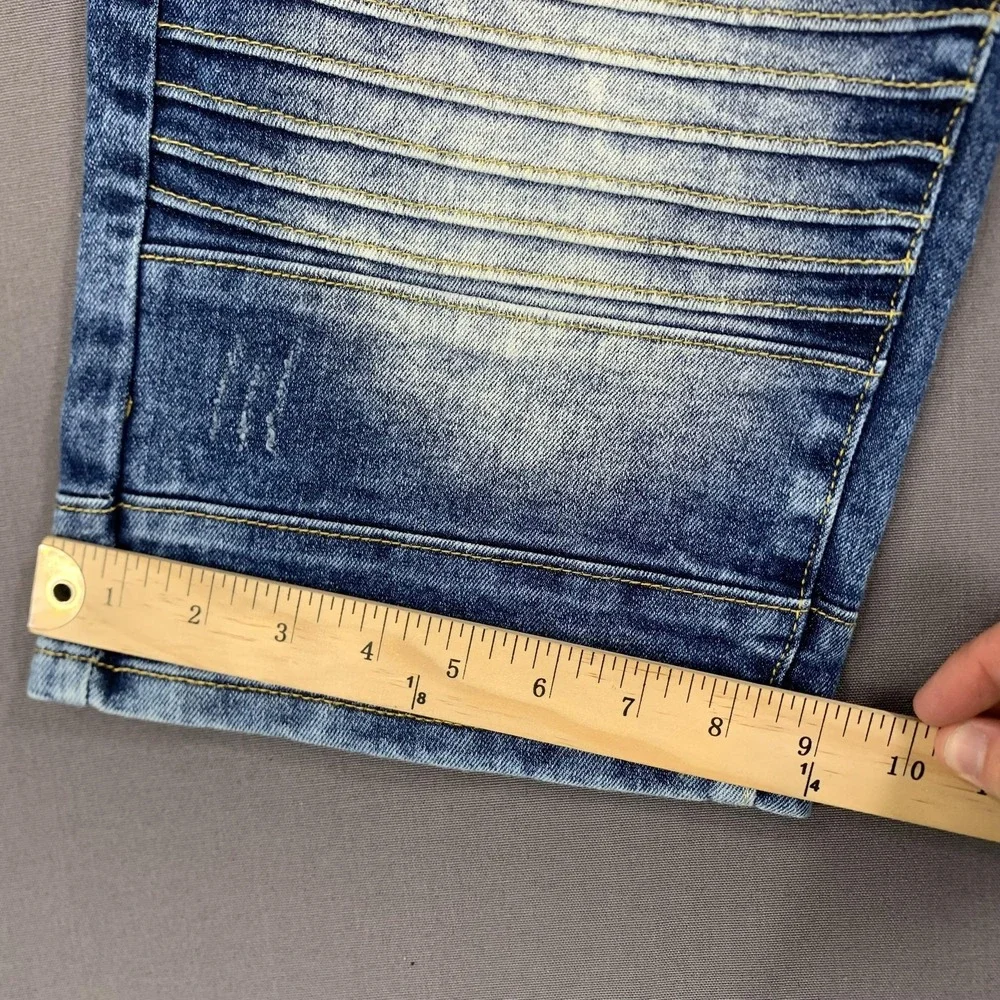 Southpole Shorts Boys 16 Moto Biker Distressed Denim Ribbed Jean Jorts Y2K Style